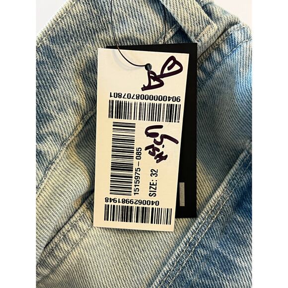 NWT Wandler High Rise Straight Leg Folded Denim Jeans Womens Size 32 Blue Green - Picture 16 of 16